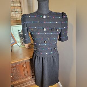 GORGEOUS VINTAGE ADOLFO FOR NEIMAN MARCUS PUFF SLEEVE KNIT DRESS